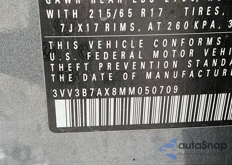 2021 Volkswagen Tiguan 2.0T Se/2.0T Se R-Line Black/2.0T Sel z USA, uszkodzony, nr VIN 3VV3B7AX8MM050709